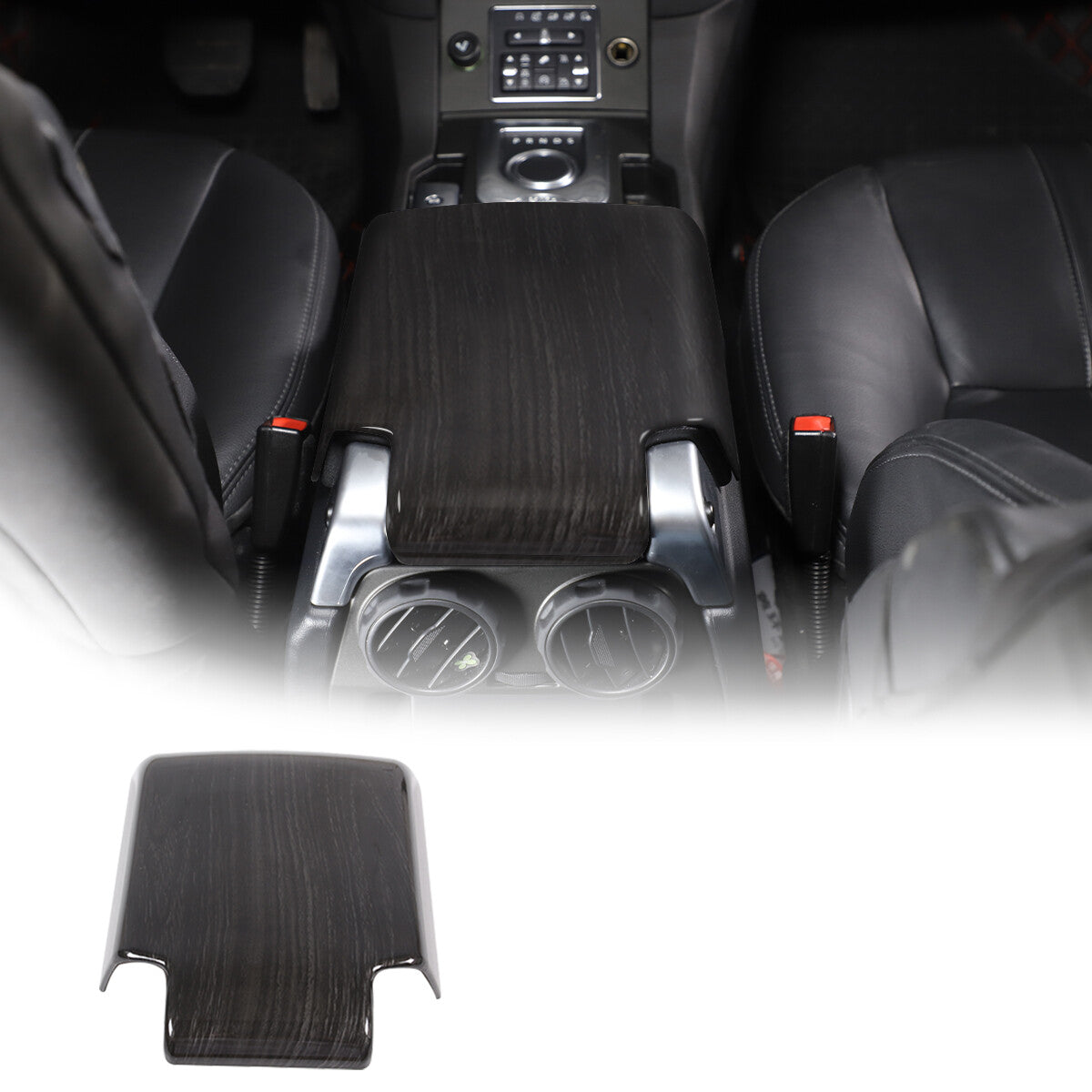 Black Wood Grain Center Console Armrest Box Cover For LR Discovery 3/4 04-16 1