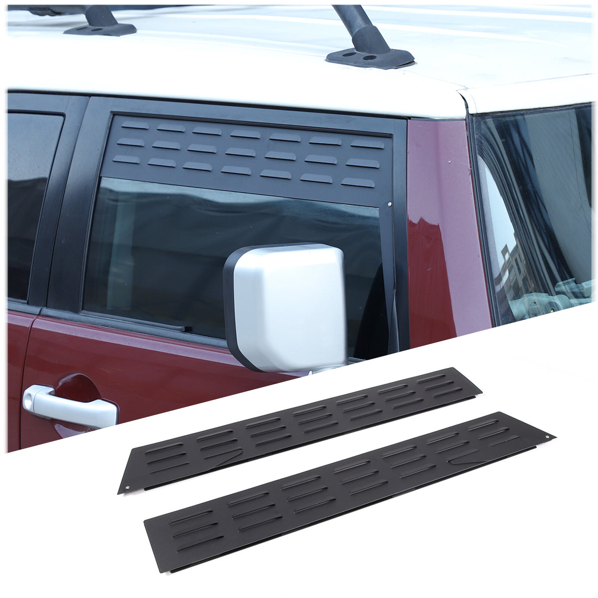 Black Aluminium Alloy Door Window Air Vents Screen For Toyota FJ Cruiser 2007-21 3