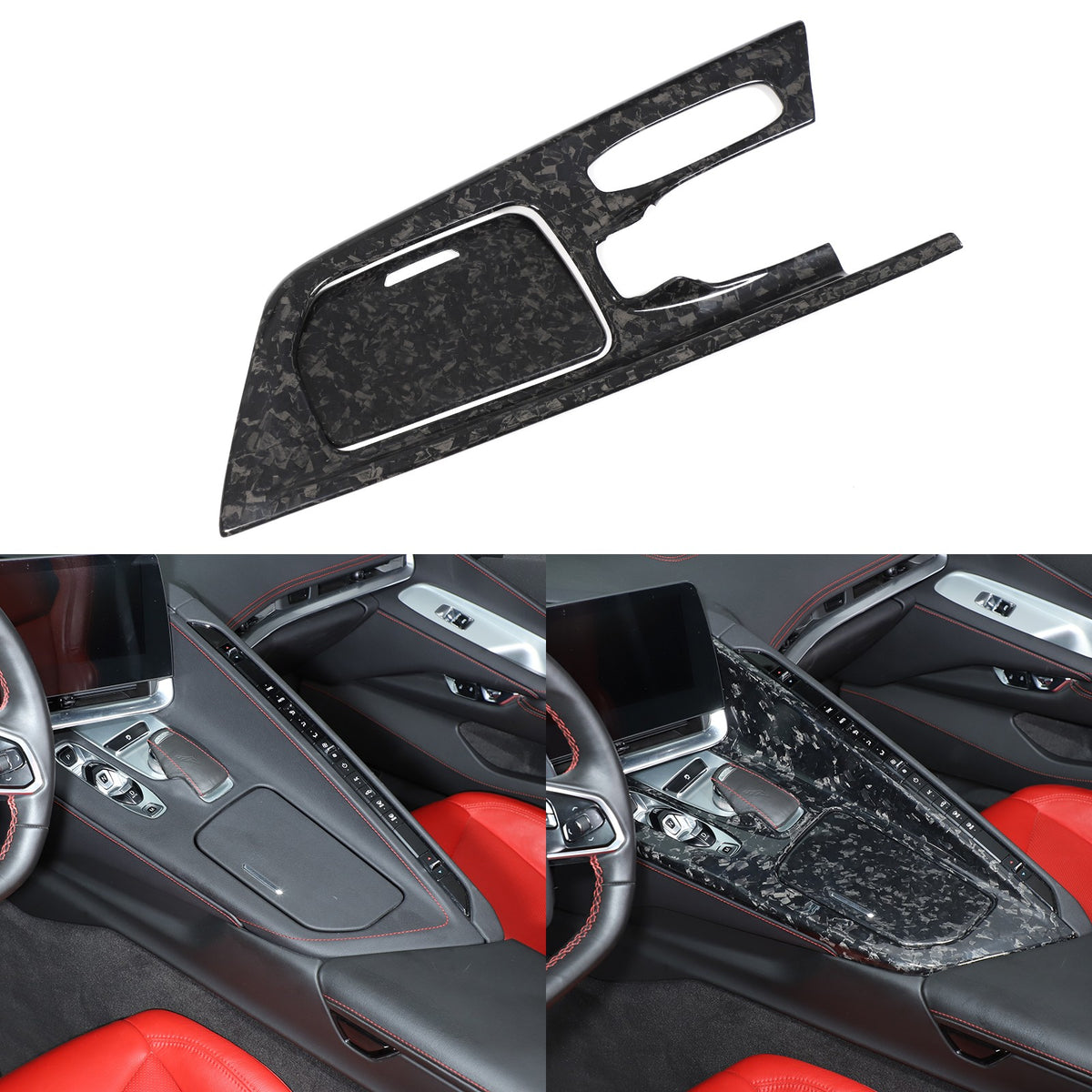 Forged Real Carbon Fiber Center Gear Shift Panel Trim For Corvette C8 2020+ 18
