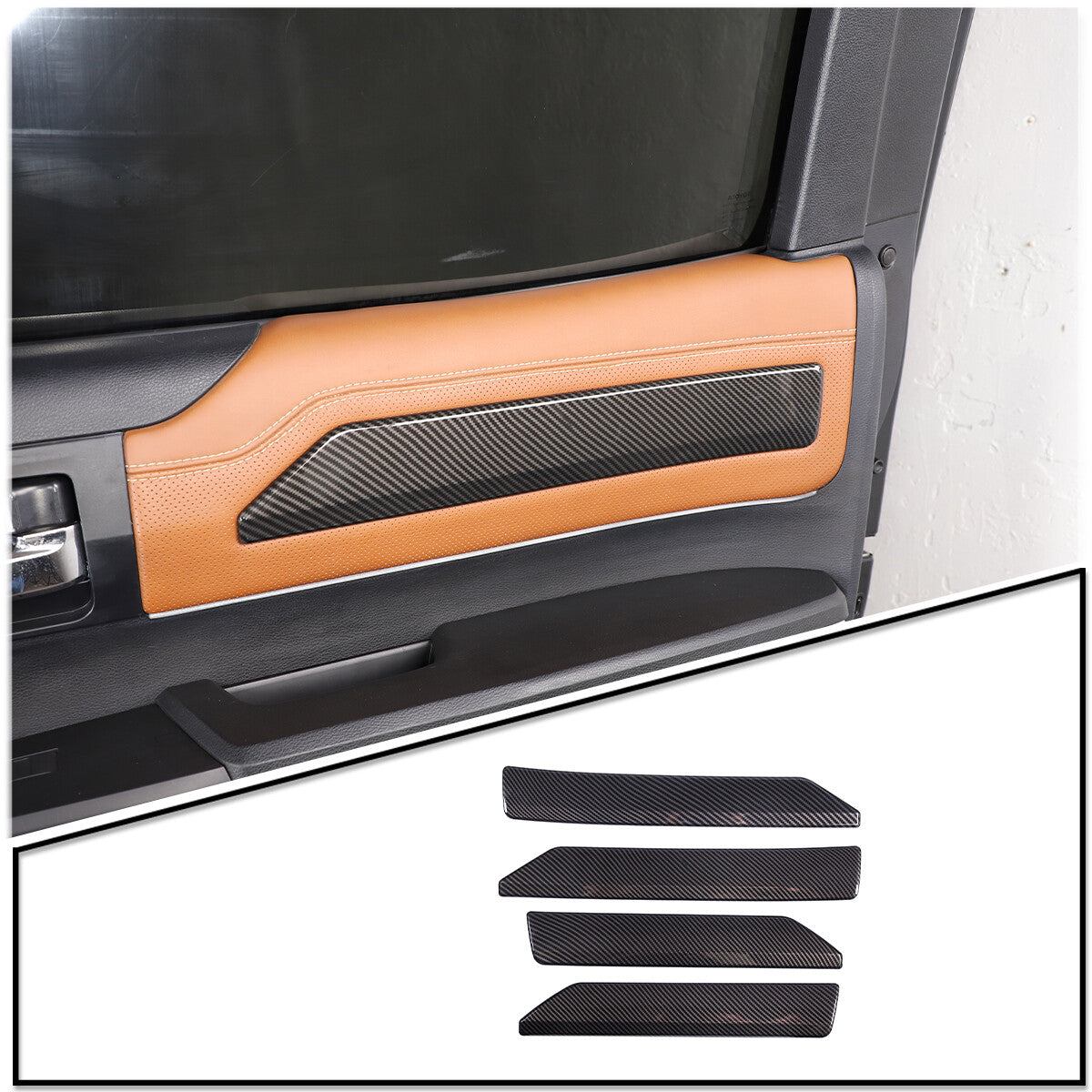 ABS Carbon Fiber 4-Door Panel Trim Cover for 2014-2021 Toyota Tun-dra 6