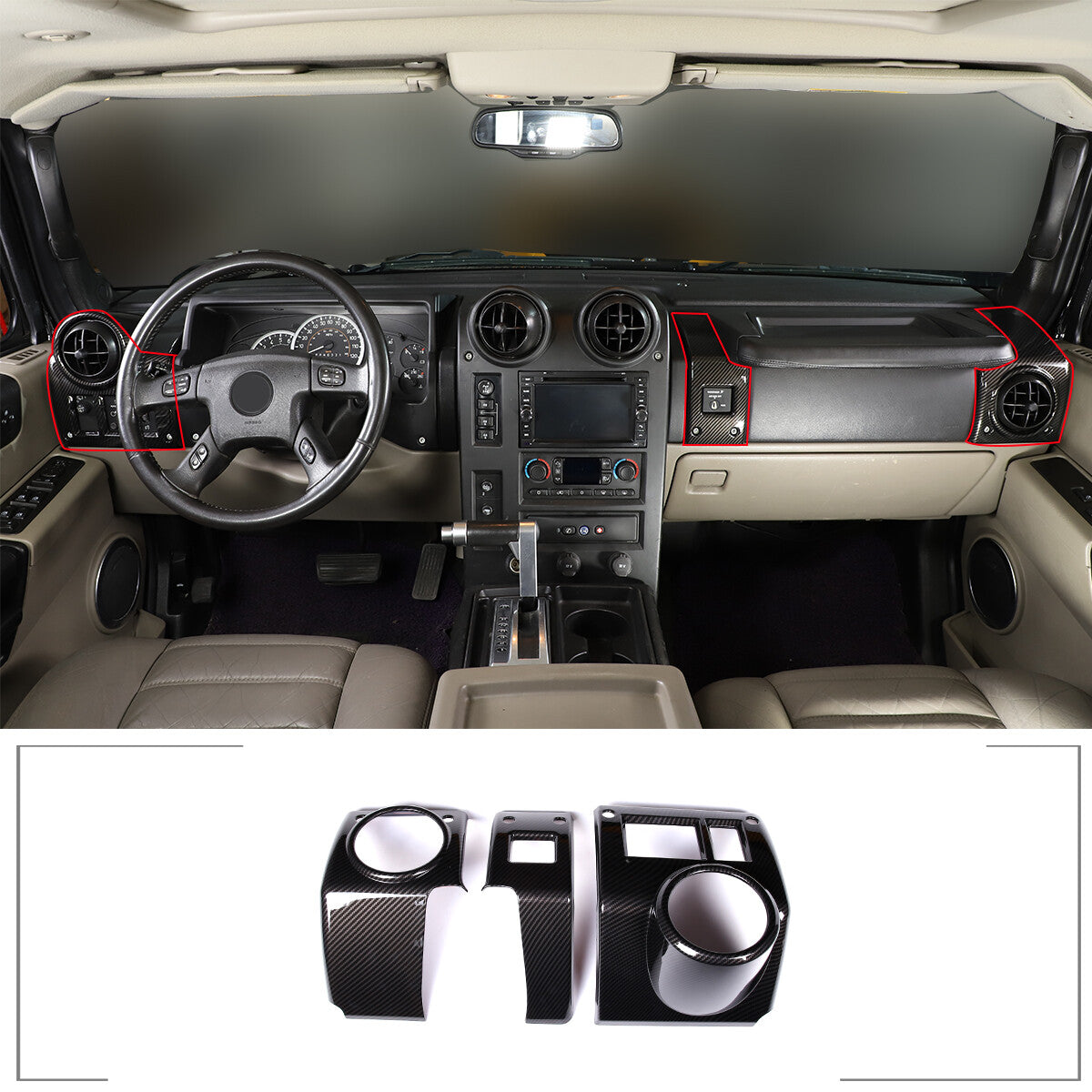 ABS Carbon Fiber Side Air Vent Outlet Cover Trim For Hummer H2 03-07 2