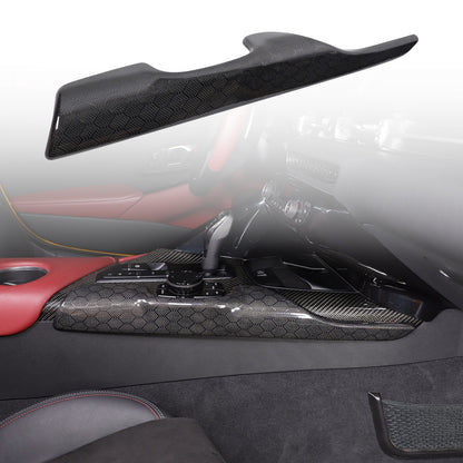 Real Carbon Fiber Console Gear Shift Frame Side Cover For Toyota Supra A90 19-25 17
