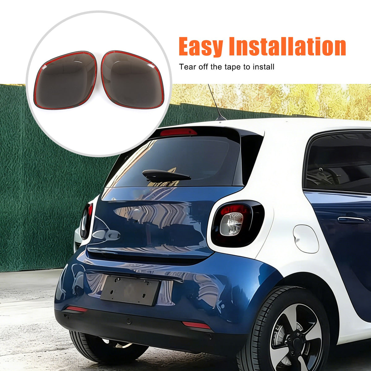 Smoked Black ABS Tail Light Smoke Housing Cover Trim For Benz Smart Fortwo 16-19 3