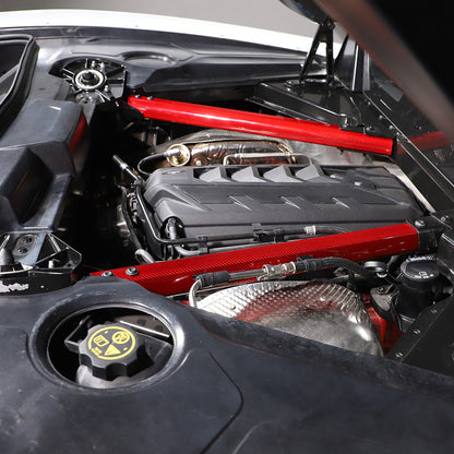 Red Real Carbon fiber Engine Bay Crossmember Panel Trim For Corvette C8 20-26 3