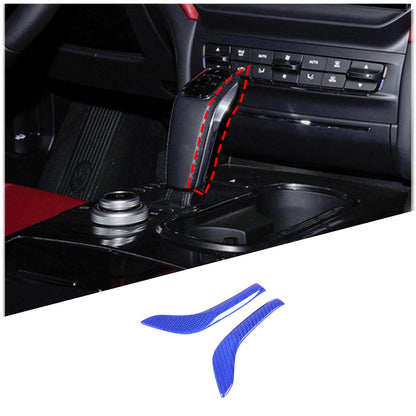Blue Real Carbon Fiber Gear Shift Knob Side Trim Cover For Maserati Ghibli 19-23 11