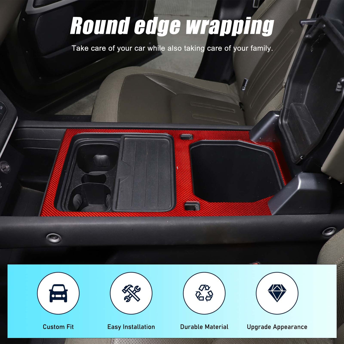 Real Carbon Fiber Console Water Cup Panel Trim For LR Defender L663 110 2020-23 4