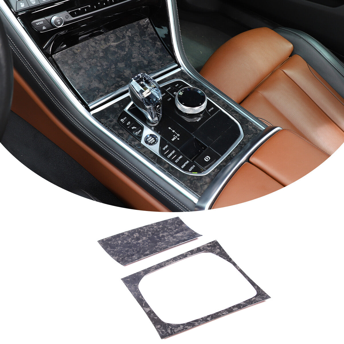 Forged Carbon Fiber Car Gear Shift Panel Decor Cover Trim For BMW 8 Series 19-22 1