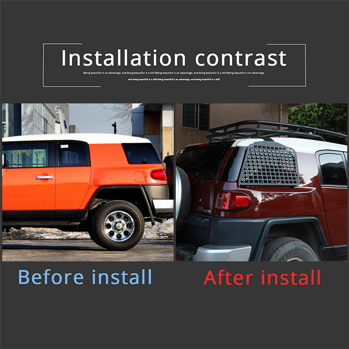 Rear Quarter Window Guard Molle Panel Storage Bracket for FJ Cruiser 2007-2021 15