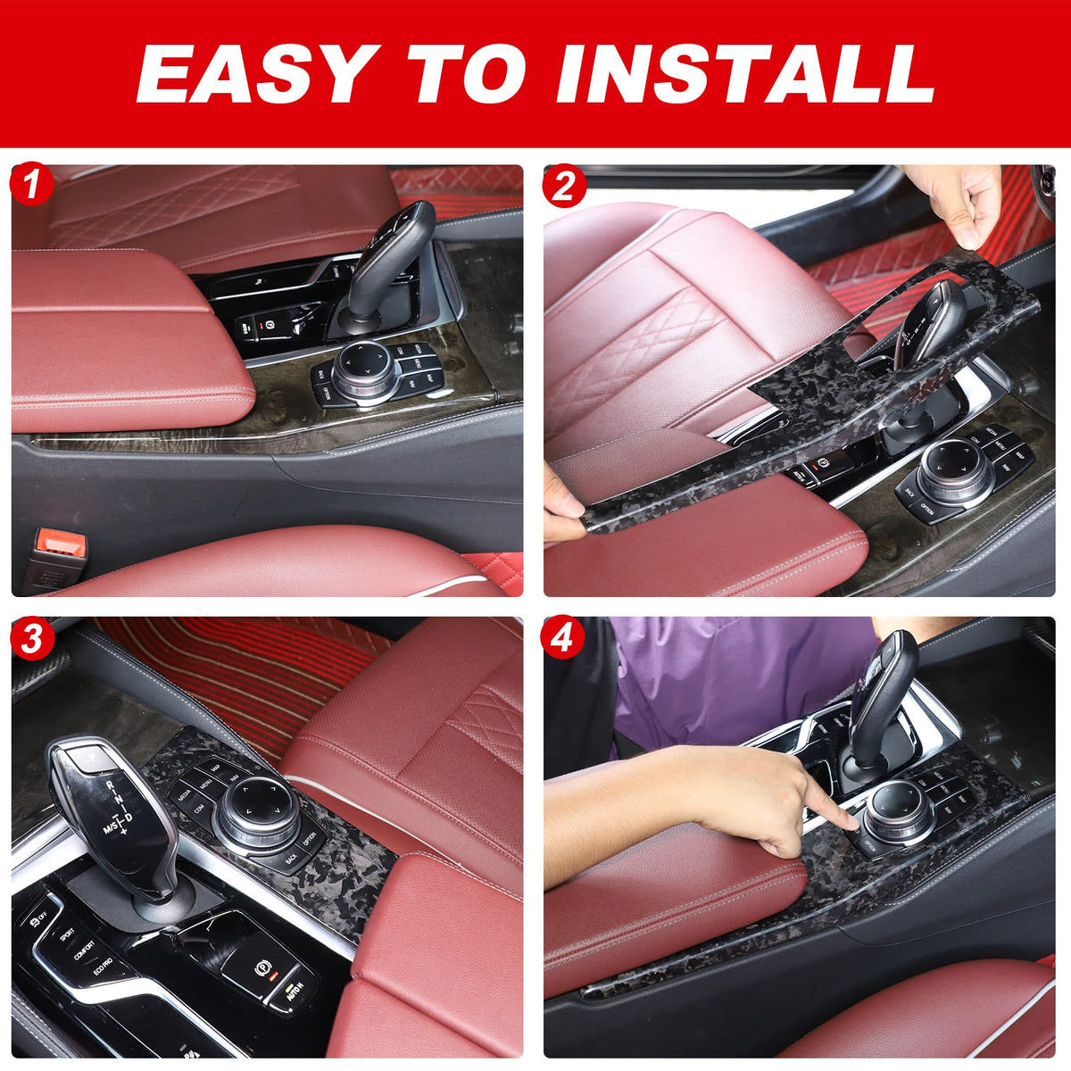 Forged Real Carbon Fiber Center Mode Knob Trim Cover For BMW 5 Series G30 18-22 6