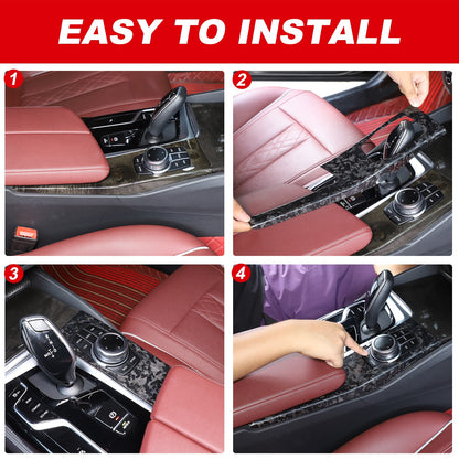 Forged Real Carbon Fiber Center Mode Knob Trim Cover For BMW 5 Series G30 18-22 6
