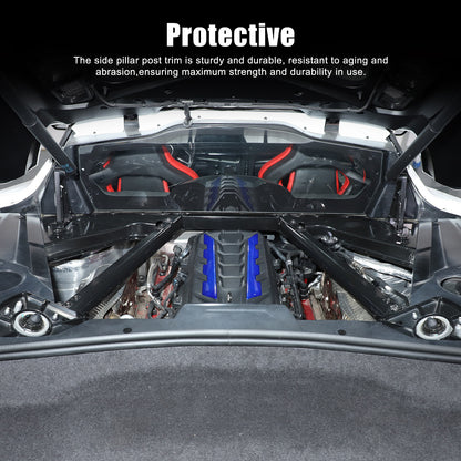 Blue Real Carbon Fiber Hood Engine Side Cover Trim for Corvette C8 2020+ 7