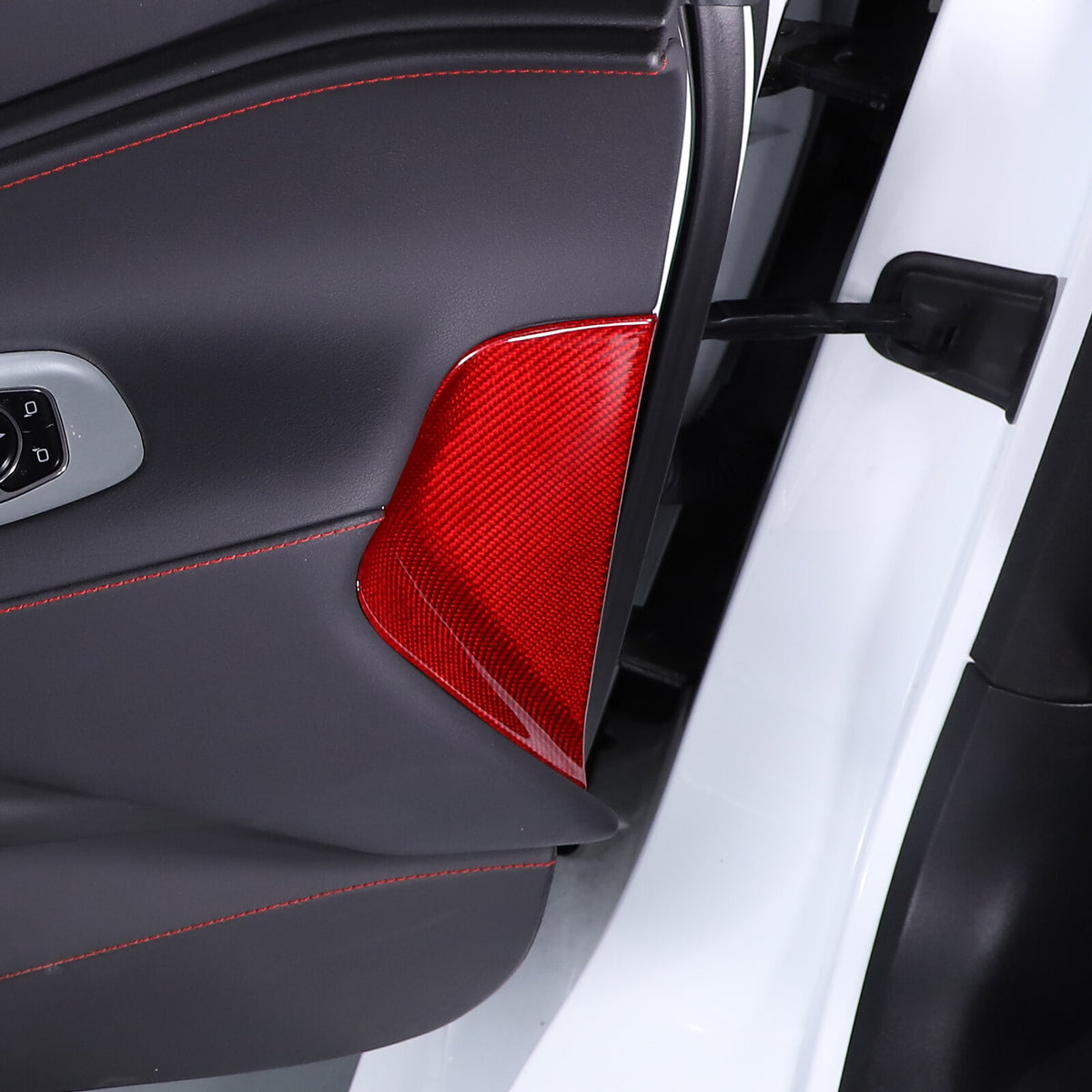 Red Carbon Fiber Dashboard Anti-collision Door Panel Trim Cover For Corvette C8 8
