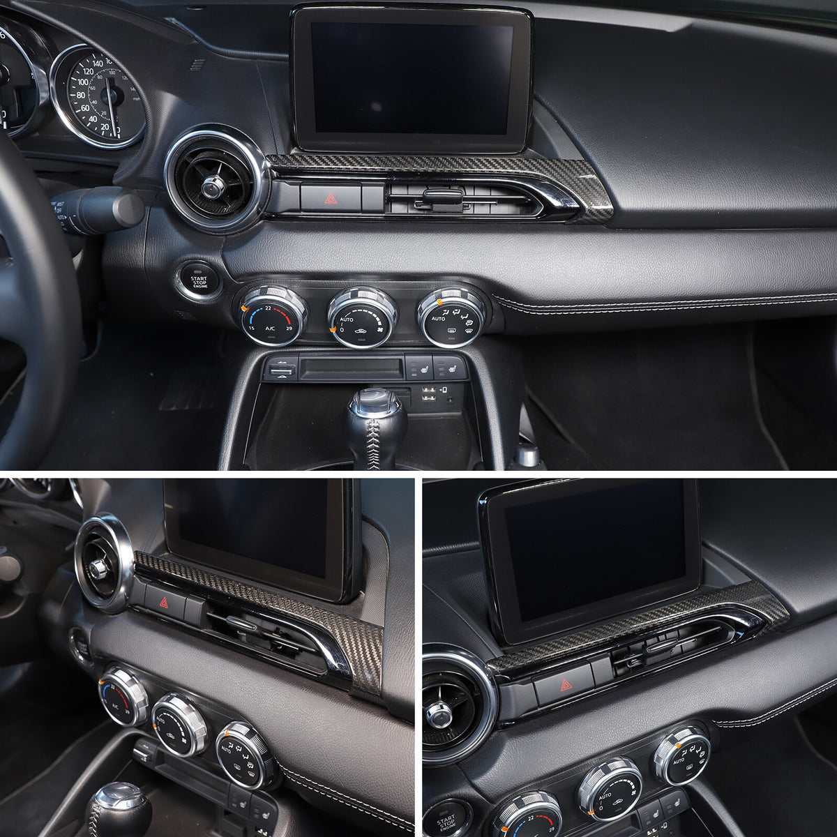 Real Carbon Fiber Center Console air outlet Trim Cover For Mazda MX-5 Miata 16+ 16
