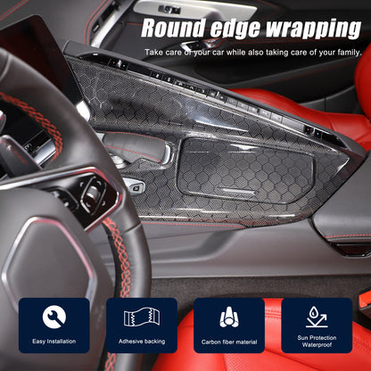 Real Honeycomb Carbon Fiber Center Console Gear Shift Panel Trim For C8 Corvette 13