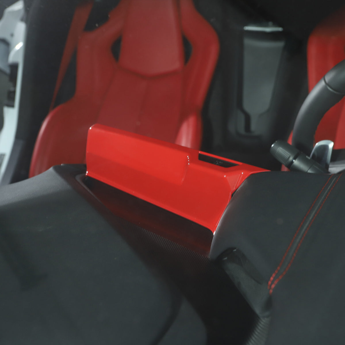 Interior ABS Red Console GPS Navigation Cover Trim For Corvette C8 Stingray 10