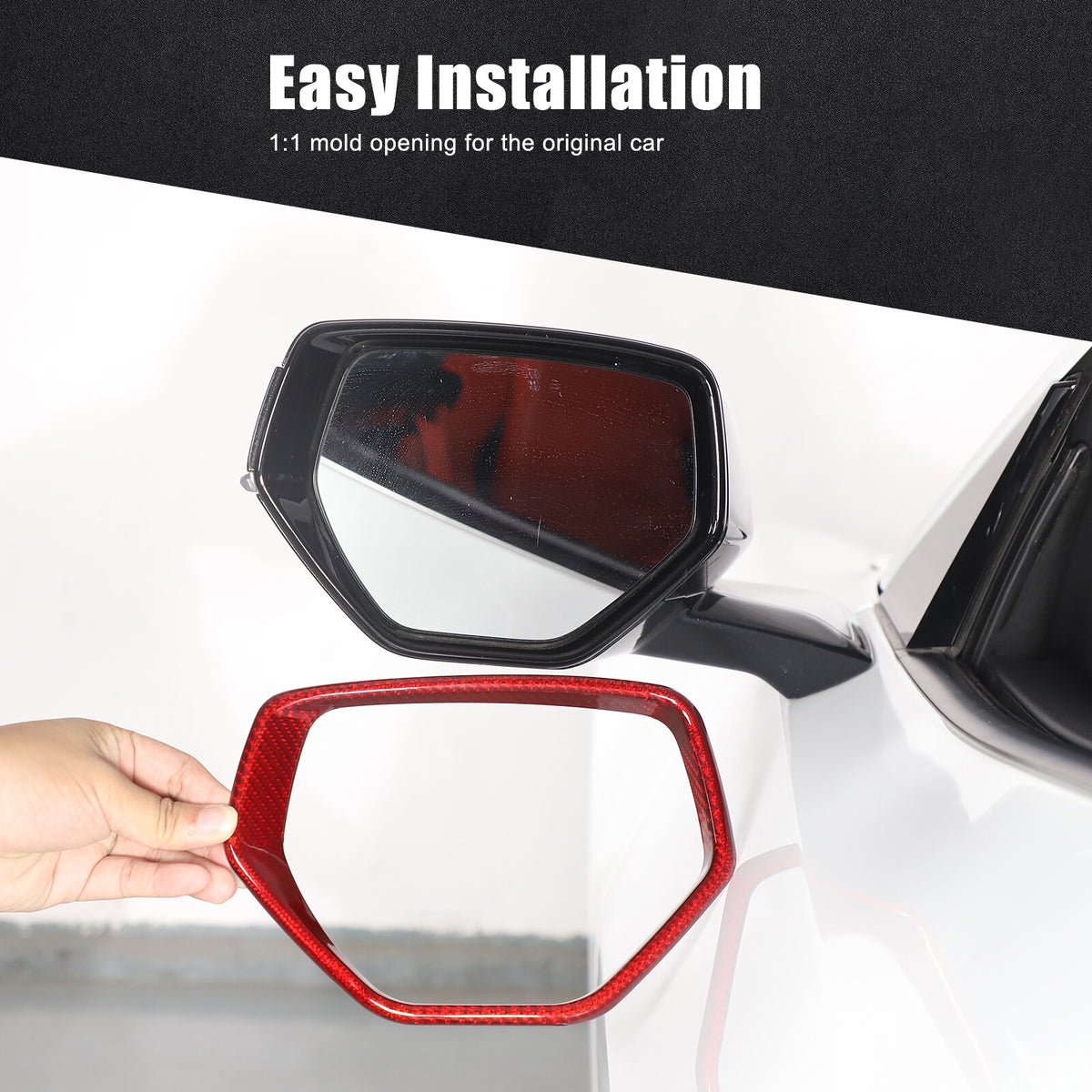 Red Real Carbon Fiber Side View Mirror Frame Cover Trim For Corvette C8 20-26 6
