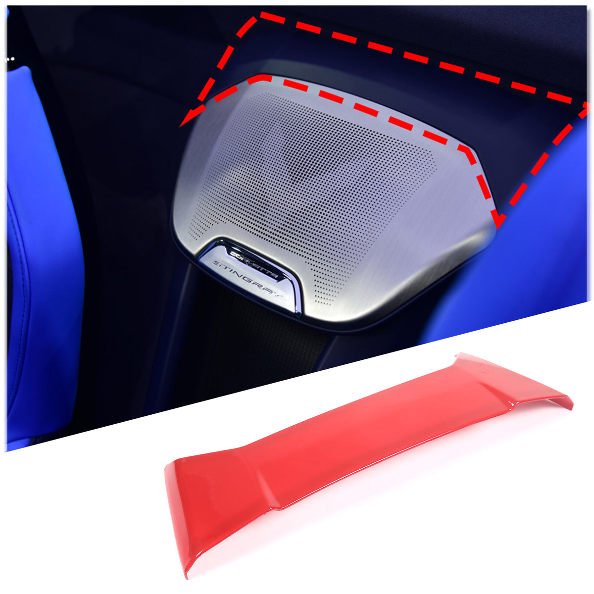 2pcs Red ABS Waterfall Wireless Charger Cover For Corvette C8 Convertible 21