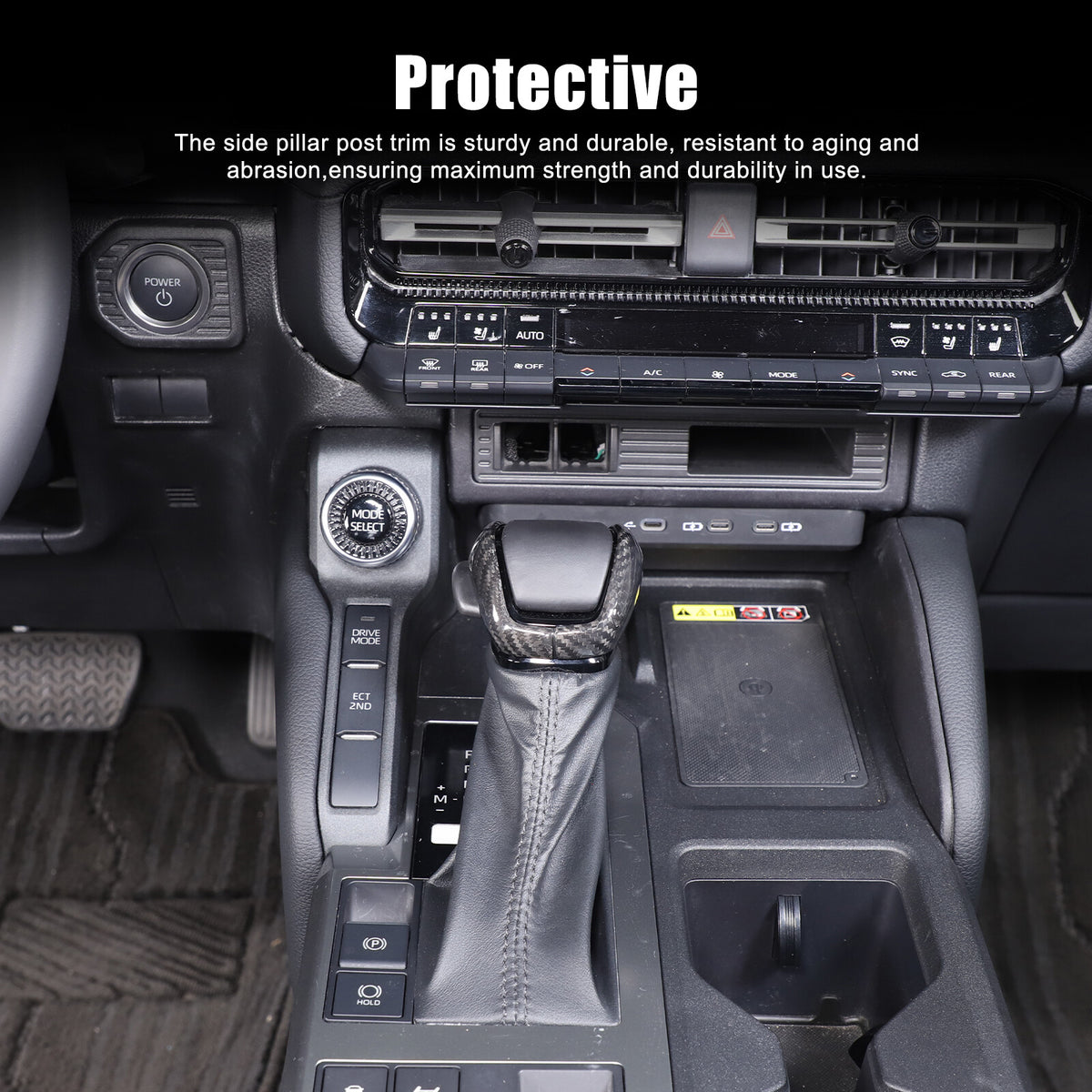 Real Carbon Fiber Center Gear Shift Knob Trim For Toyota Land Cruiser LC250 24+ 21