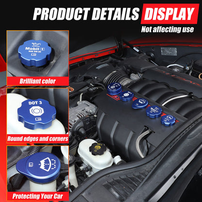 5pcs Alloy Blue Engine Cabin Fluid Cover Decorate Caps For Corvette C6 05-13 US 1