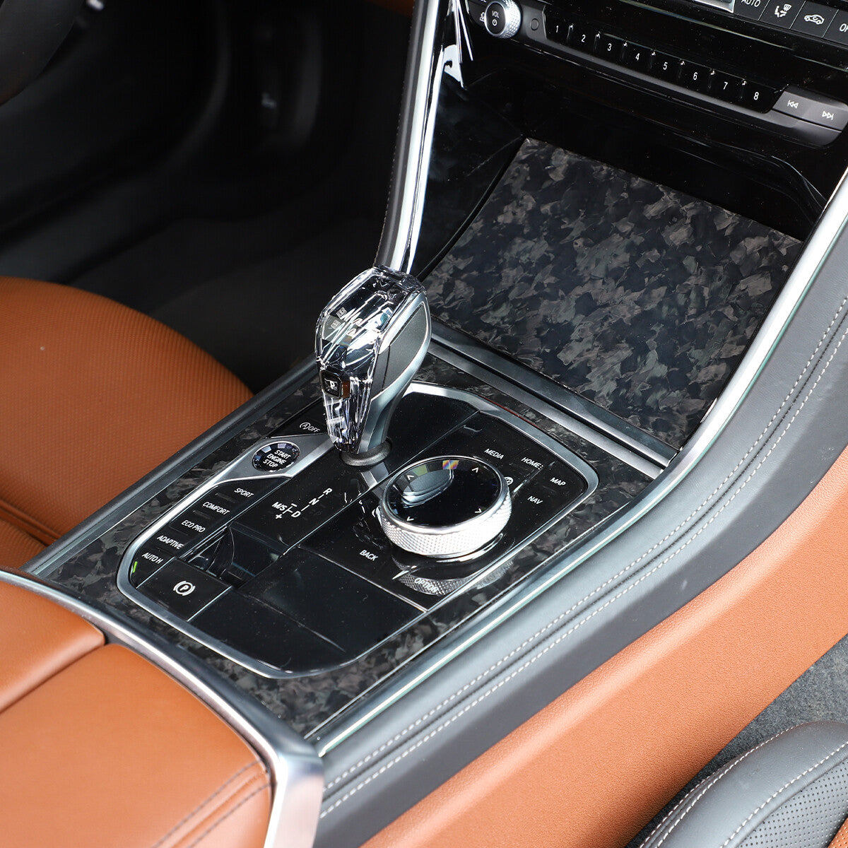 Forged Carbon Fiber Car Gear Shift Panel Decor Cover Trim For BMW 8 Series 19-22 11
