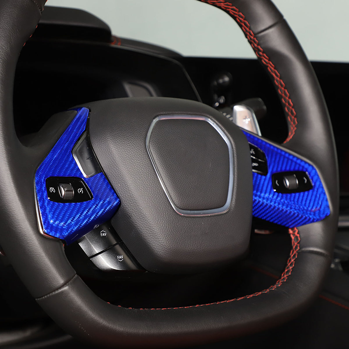 Blue Real Carbon Fiber Full Interior Set Decor Trim Kit for Corvette C8 20-25 - Variants 16-20 47