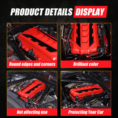 Red Engine Bay Panel Cover Trim in Edge Black For Corvette Coupe C8 2020-2026 18