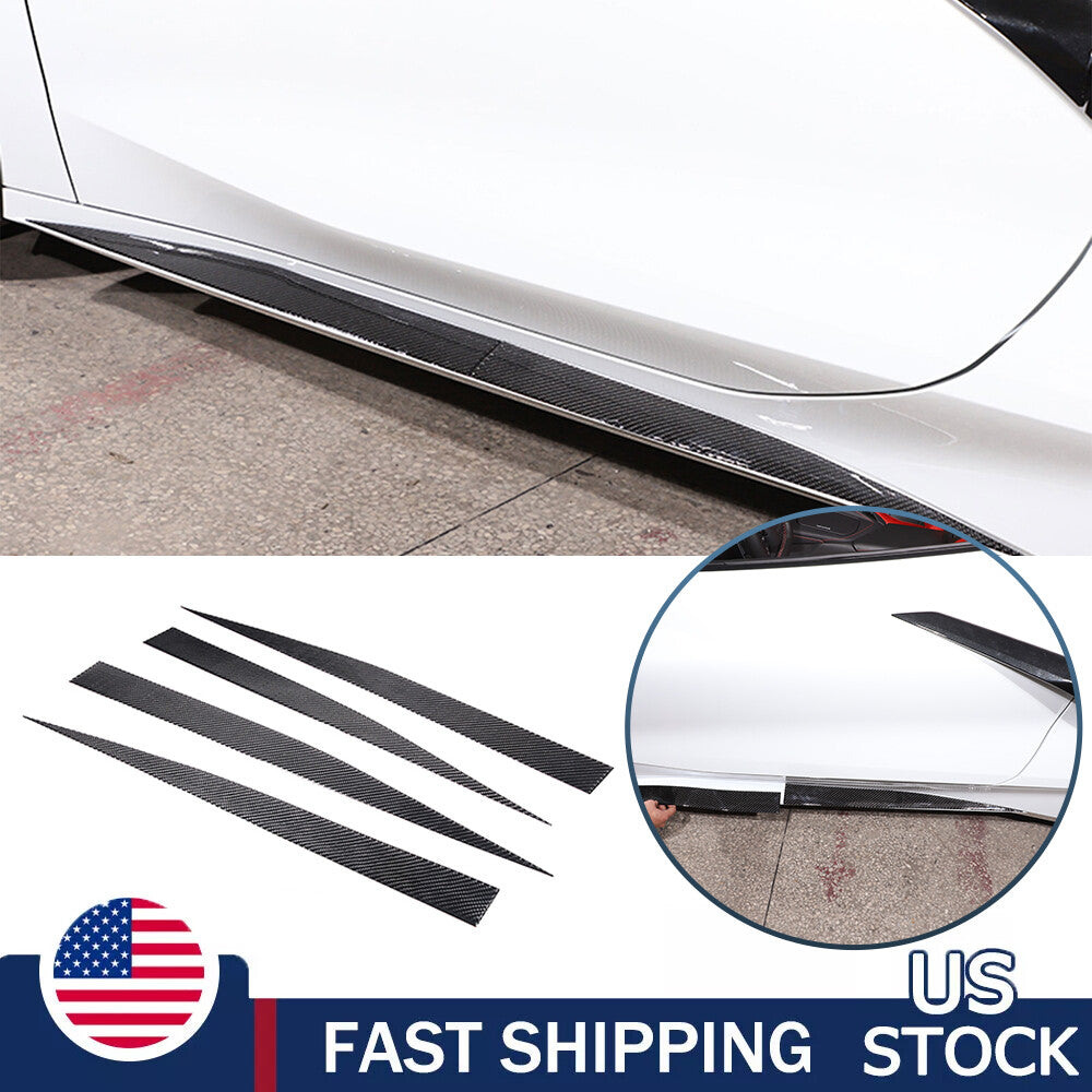 4PCS Soft Carbon Fiber Side Skirt Body Protector Trim For Corvette C8 2020-26 US 1