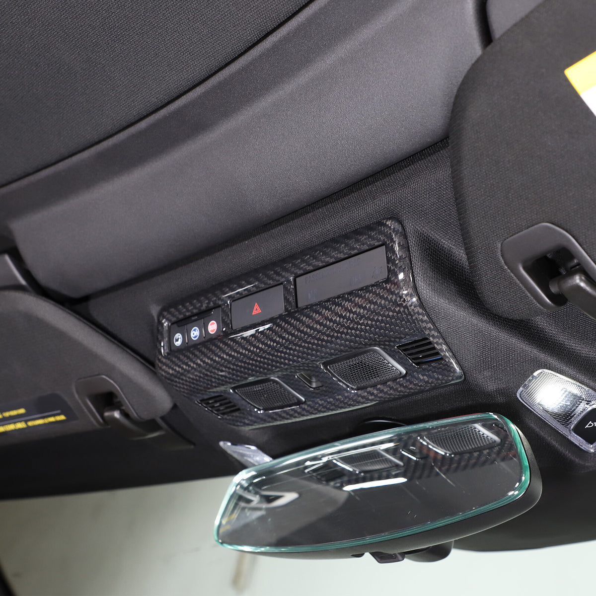 Real Dry Carbon fiber Roof Reading Light Panel Trim For Corvette C8 2020-26 5