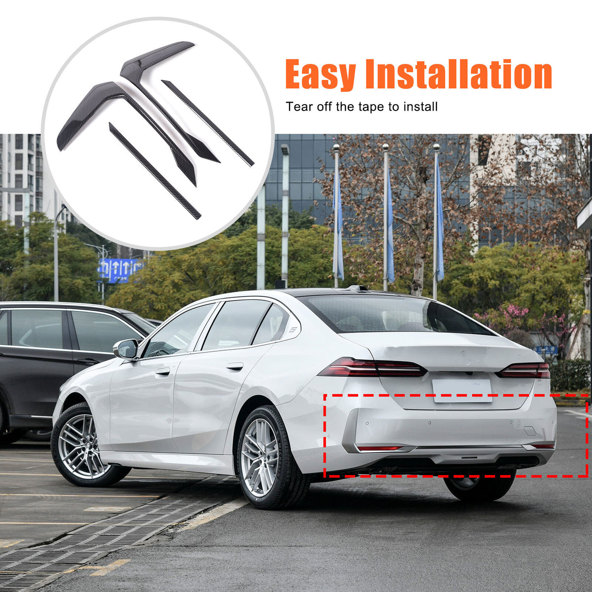 ABS Carbon Rear Bumper Taillight Fog Lamp Cover Trim For BMW 5 Series G60 i5 24+ 1