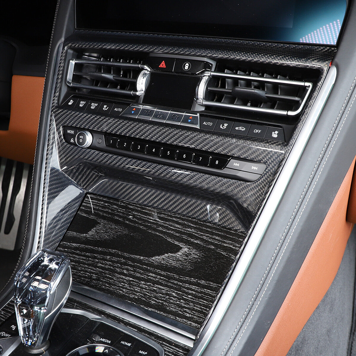 Carbon Interior CD Panel Decor Cover Trim For BMW 8 Series G14 15 16 2019-22 3