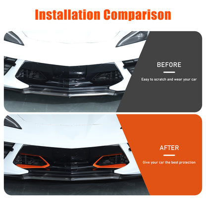 Orange ABS Front Grille Trim Frame Cover For Corvette C8 2020+ US 15