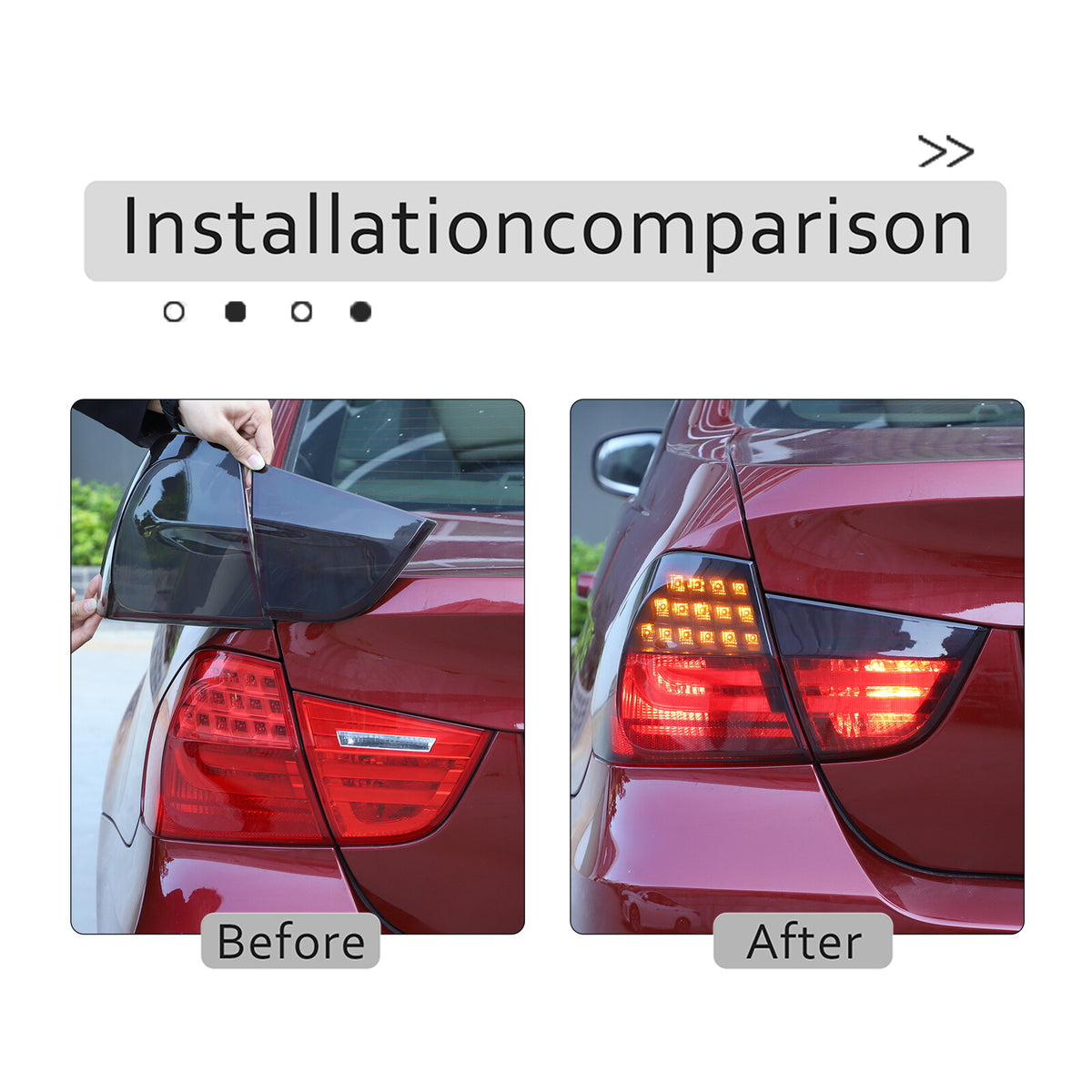 Smoked Black Rear Tail Light Guard Cover Trim Bezels For BMW 3 Series E90 09-12 13