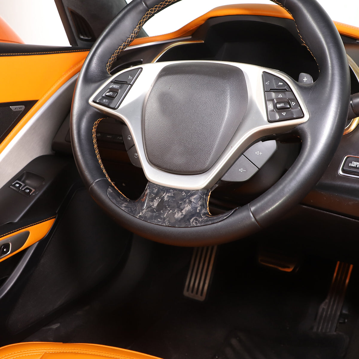 Forged Carbon Fiber interior Steering Wheel Cover Trim for Corvette C7 2014-2019 10