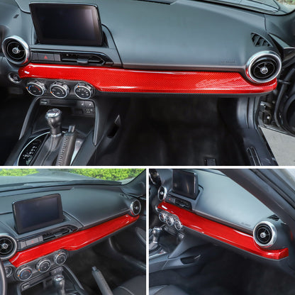 Red Real Carbon Fiber Dashboard Center Trim For Mazda MX-5 Miata 2016+ 9