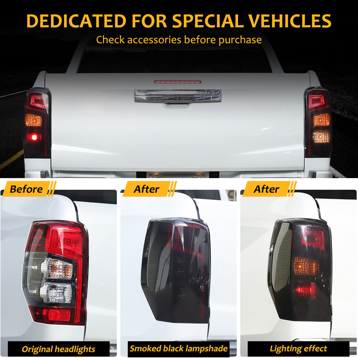 Smoked Black Rear Tail Light Guard Cover Trim Bezels For Mitsubishi L200 2019+ 9
