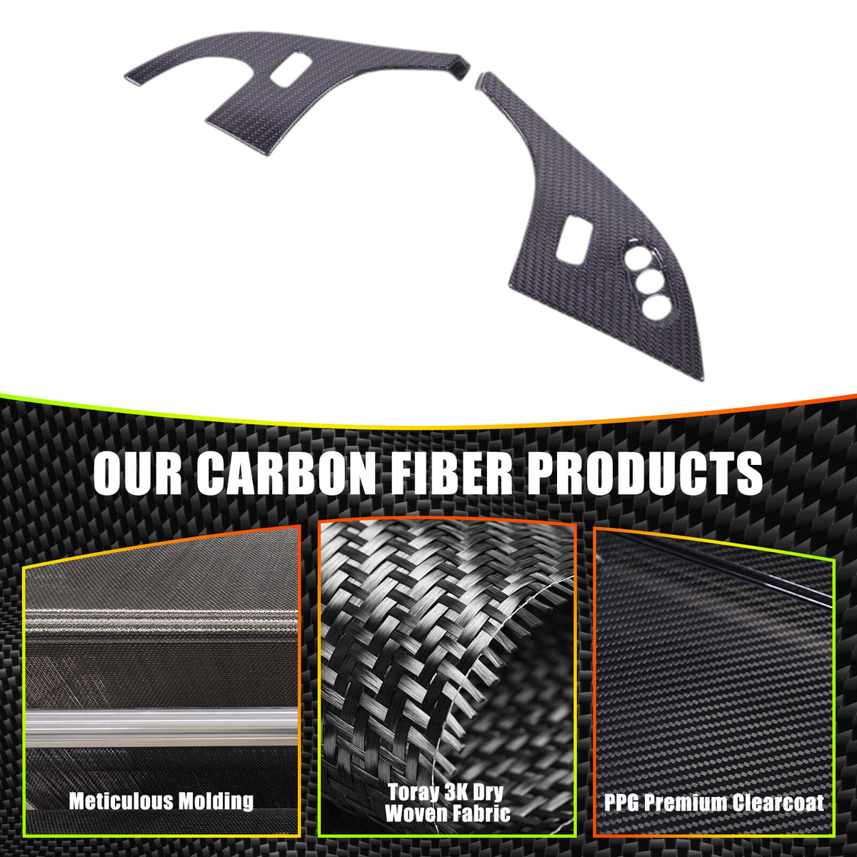 Real Carbon Fiber Children Lock Button Frame Trim For Corvette C6 2005-2013 14