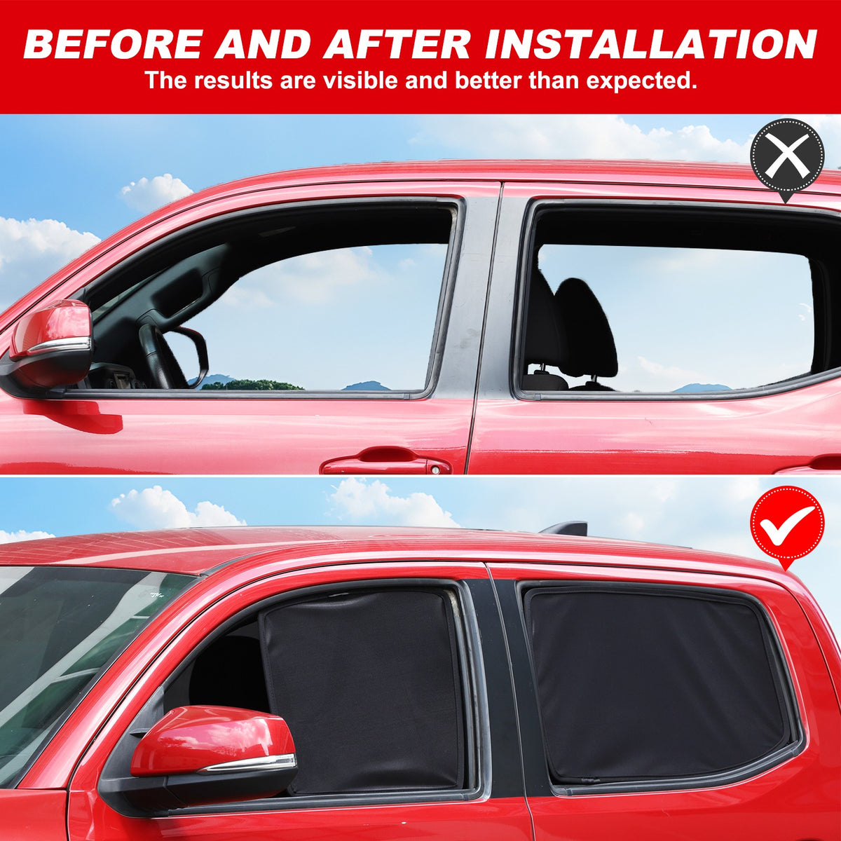 Front Rear Window Sun Shade Cover Mesh Shield Screen For Toyota Tacoma 2016-2022 22