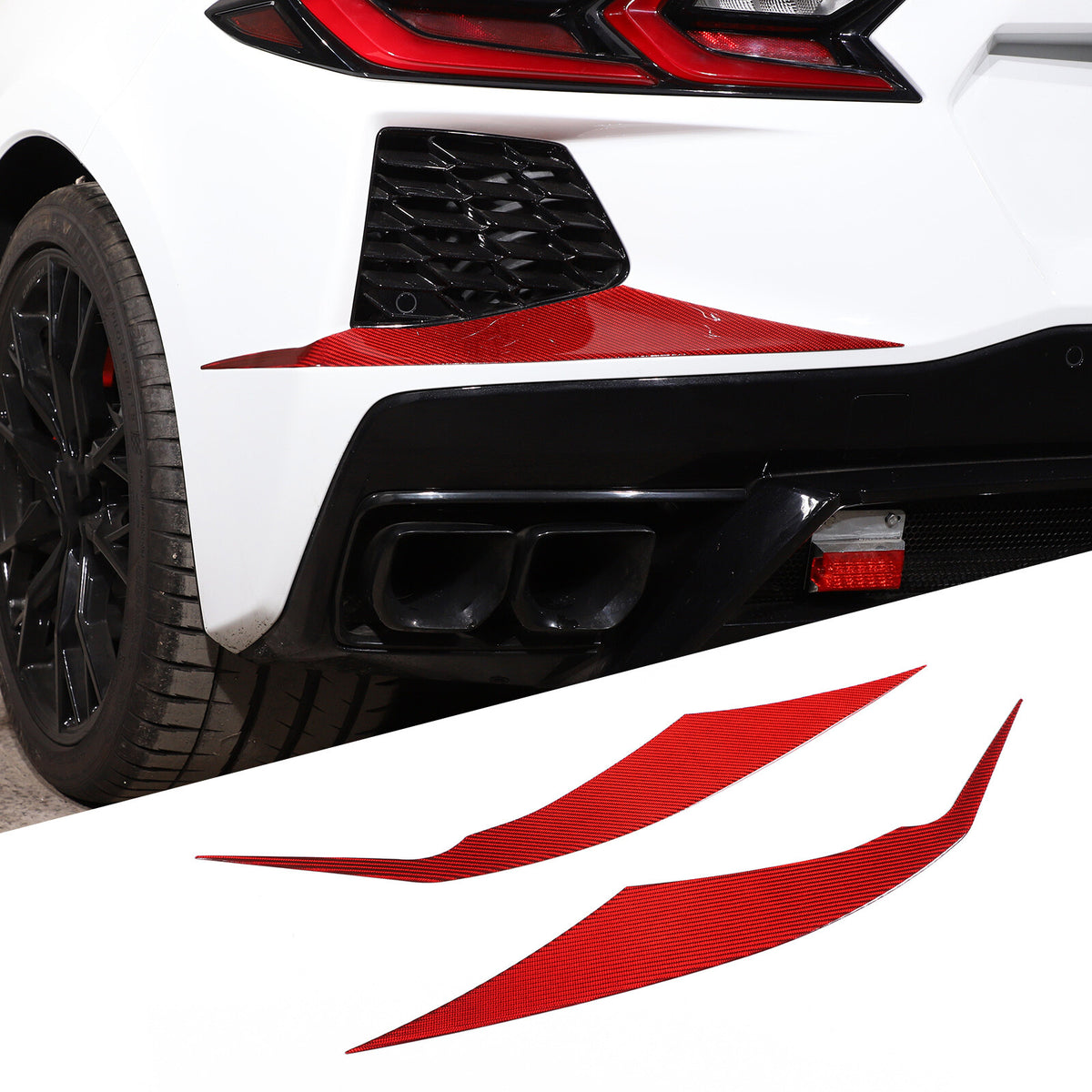 Red Carbon fiber Rear Bumper Air Intake Panel Trim Sticker For Corvette C8 20-26 5
