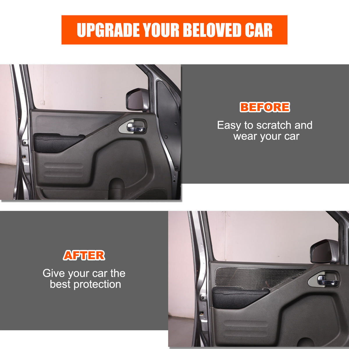 Carbon Fiber Door Armrest Side Panel Trim Sticker For Nissan Frontier 2005-2021 20