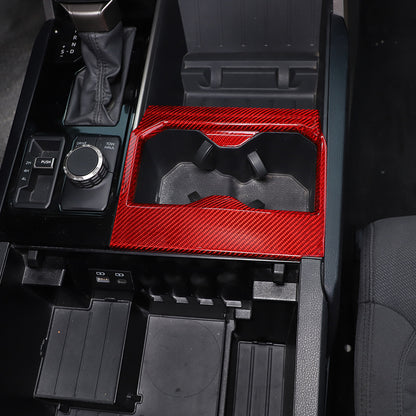 Red Real Carbon fiber Center Front Cup Holder Cover Trim For Toyota Tundra 22-26 6