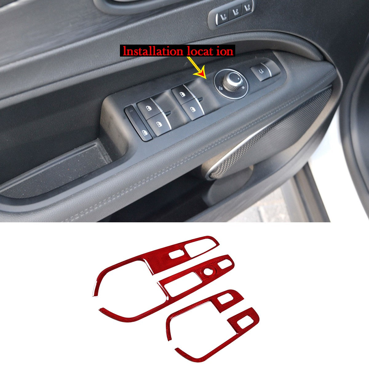 Red Real Carbon Fiber WindowLift Switch Panel Trim For Alfa Romeo Stelvio 17-20 9