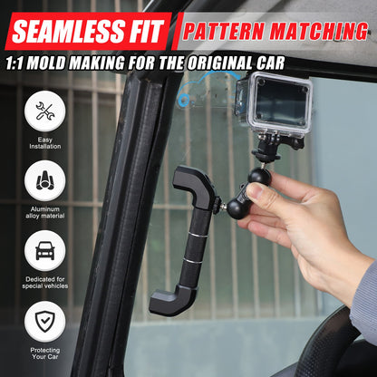 Black Aluminum A-Pillar Handle Cam Mount For Land Rover Defender L316 2004-2018 5