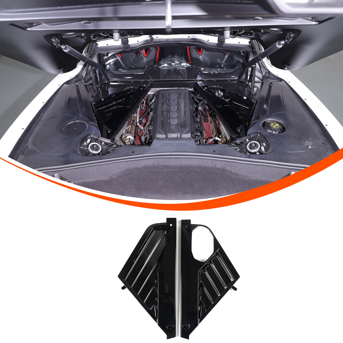 Glossy Black Engine Cover Engine Bay Panel Trim Cover For Corvette C8 2020-2026 4
