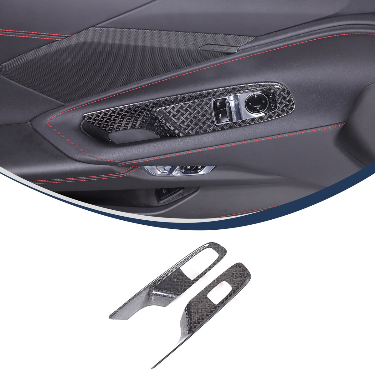 Real Carbon Fiber Window Lift Button Frame Trim For Corvette C8 Coup 2020-2026 4