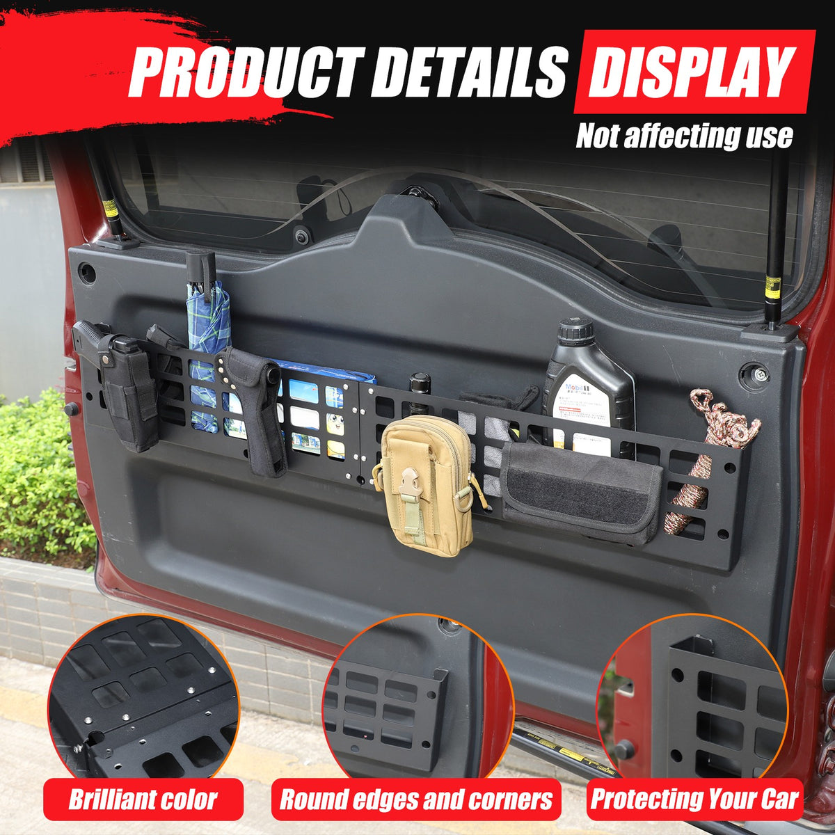 Aluminum Tailgate Hanging Bag Rack Molle Panel For Toyota FJ Cruiser 2007-2021 1