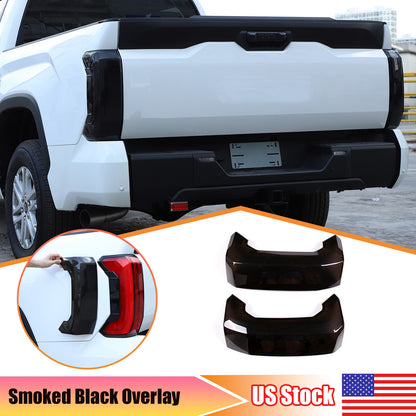 Smoked Blackout Tail Light Lamp Cover Bezel Overlay Trim For Toyota Tundra 2022+ 1