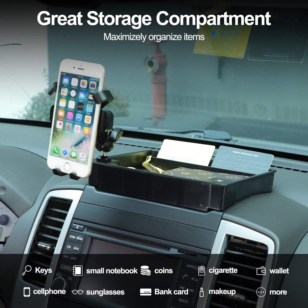 Dashboard Storage Box Organizer Phone Holder For Nissan Frontier 09-17 US 8