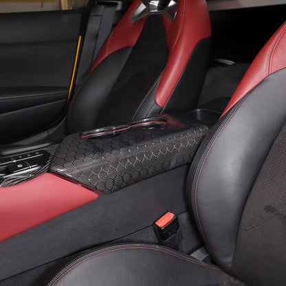 Real Carbon Fiber Center Armrest Box Panel Trim Cover For Toyota Supra A90 19-24 21