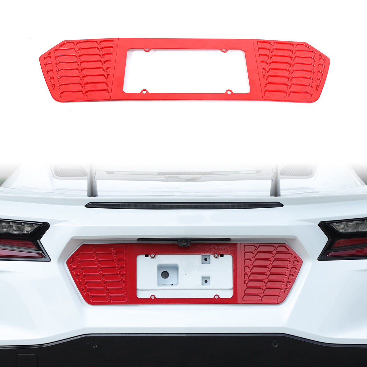 Aluminum Alloy Exterior Hood Engine License Plate Trim For Corvette C8 2020+ US - Variants 11-15 36