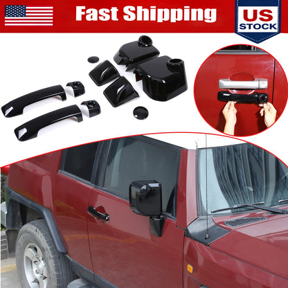 Piano Black Mirror Cover + Door Handle Cover Kit For Toyota FJ Cruiser 07-21 US 1